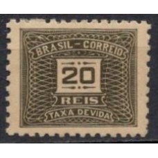 TX0042NC-SELO TAXA CIFRA HORIZONTAL PAPEL CARTÃO SEM FILIGRANA DENTEÇÃO 11X10,5, 20 RÉIS - 1920/21 - N
