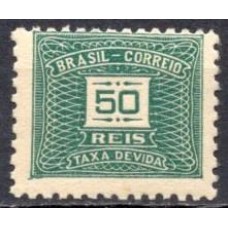 TX0043NE-SELO TAXA CIFRA HORIZONTAL PAPEL MÉDIO TRAMADO DENTEAÇÃO 11X10,5, 50 RÉIS - 1922/24 - N