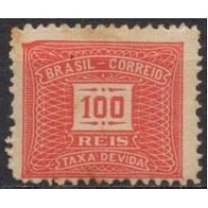 TX0044NA-SELO TAXA CIFRA HORIZONTAL PAPEL ESPESSO SEM FILIGRANA DENTEÇÃO 12,5, 100 RÉIS - 1920/21 - N