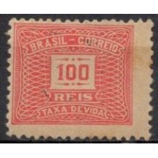 TX0044UA-SELO TAXA CIFRA HORIZONTAL PAPEL ESPESSO SEM FILIGRANA DENTEÇÃO 12,5, 100 RÉIS - 1920/21 - U