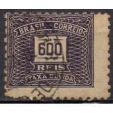 TX0058U-SELO TAXA CIFRA HORIZONTAL FILIGRANA 'F', 600 RÉIS - 1925 - U