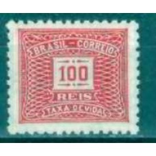 TX0068N-SELO TAXA CIFRA HORIZONTAL FILIGRANA 'K' DENTEAÇÃO 11X11,5, 100 RÉIS - 1931 - N