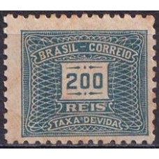 TX0075N-SELO TAXA CIFRA HORIZONTAL FILIGRANA 'N' DENTEAÇÃO 11, 200 RÉIS - 1938 - N