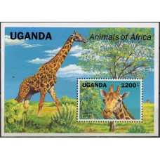 UGAB0148M-BLOCO ANIMAIS AFRICANOS - GIRAFA - UGANDA - 1991 - MINT