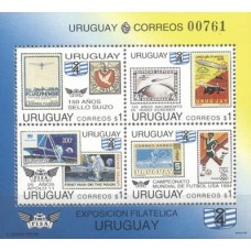 URUB0045M-BLOCO EXPOSIÇÃO FILATÉLICA FISA 94 - 150 ANOS DO SELO SUÍÇO - URUGUAI - 1993 - MINT