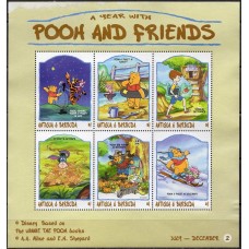 ANB2328MF-MINIFOLHA URSINHO PUFF E AMIGOS II - ANTIGUA E BARBUDA - 1998 - MINT