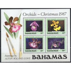 BAHB0050M-BLOCO NATAL - ORQUÍDEAS - BAHAMAS - 1989 - MINT