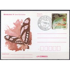 BP0160.06-BILHETE POSTAL EXPOSIÇÃO FILATÉLICA BRASILIANA 79 - BORBOLETAS - 1979 - CPD RIBEIRÃO PRETO