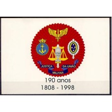 BP0195-BILHETE POSTAL 190 ANOS DO SUPERIOR TRIBUNAL MILITAR - 1998