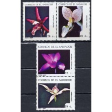 ELS1004NS-SÉRIE SE-TENANTS FLORA INDÍGENA - ORQUÍDEAS - EL SALVADOR - 1987 - N