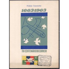 FO0012.01-FOLHINHA OFICIAL TRICENTENÁRIO DOS CORREIOS DO BRASIL - 1963 - COM CBC
