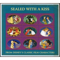 GRS2150NF-MINIFOLHA BEIJOS NOS FILMES DISNEY - GRANADINAS - 1997 - N