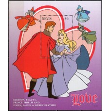 NEVB0114M-BLOCO SÃO VALENTIM - ROMANCES NOS FILMES DISNEY - NÉVIS - 1996 - MINT