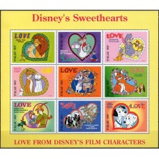 PAL0896NF-MINIFOLHA DISNEY E O AMOR I - PALAU - 1996 - N