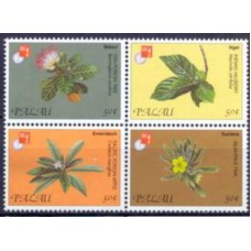 PAL1026MQ-QUADRA EXPOSIÇÃO FILATÉLICA HONG KONG 97 III - PLANTAS DO LITORAL II - PALAU - 1997 - MINT