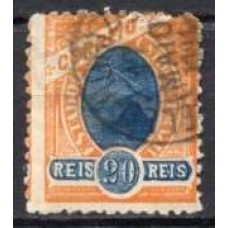 RE0100U.10-SELO MADRUGADA REPUBLICANA - MARGENS GRANDES ENTRE OS SELOS, 20 RÉIS - 1902/05 - U