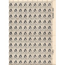 RE0529NF-FOLHA 110 SELOS MULHERES FAMOSAS DO BRASIL, ANITA GARIBALDI - 1967 - N - MAIORIA DOS SELOS MINT