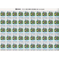 RE0692MFA-FOLHA 100 SELOS BANDEIRA NACIONAL 2 - PAPEL FOSCO FOSFORESCÊNCIA AMARELA A BRANCA - 1992 - MÍNIMAS RESTRIÇÕES NAS BORDAS, SELOS MINT - VALOR FACIAL