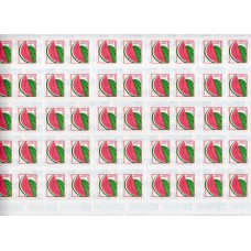 RE0734NF-FOLHA 50 SELOS FRUTAS PERCÉ EM LINHA, MELANCIA - 1997 - N - VALOR FACIAL