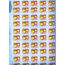 RE0735MF-FOLHA 50 SELOS FRUTAS PERCÉ EM LINHA, LARANJA - FUNDO B2 - 1997 - MINT