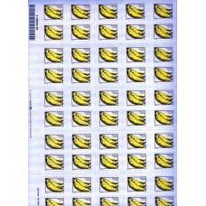 RE0736MF-FOLHA 50 SELOS FRUTAS PERCÉ EM LINHA, BANANA - 1997 - MÍNIMA FERRUGEM NAS BORDAS, SELOS MINT