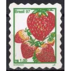 RE0743MB3A-SELO FRUTAS ONDAS 1MM, MORANGO - FUNDO B-3 IMPRESSO NO VERSO - 1997 - MINT - SEM O PAPEL BASE