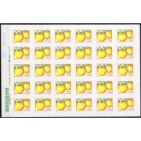 RE0749NF-FOLHA 30 SELOS FRUTAS ONDAS 1MM, LARANJA - 1998 - N
