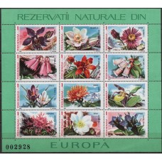ROMB0191M-BLOCO RESERVAS NATURAIS DA EUROPA, FLORES - ROMÊNIA - 1987 - MINT