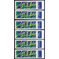 SB2237MSB-CONJUNTO 6 SELOS FELIZ 2000 COM AS VINHETAS À DIREITA - 2000 - MINT SB2237MSB-CONJUNTO 6 SELOS FELIZ 2000 COM AS VINHETAS À DIREITA - 2000 - MINT