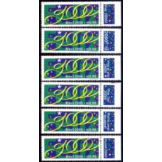 SB2237MSB-CONJUNTO 6 SELOS FELIZ 2000 COM AS VINHETAS À DIREITA - 2000 - MINT