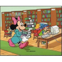 SVIB0323M-BLOCO PERSONAGENS DISNEY NO TRABALHO V - ENSINO - SÃO VICENTE - 1996 - MINT