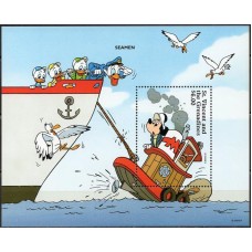 SVIB0325M-BLOCO PERSONAGENS DISNEY NO TRABALHO VII - TRANSPORTES - SÃO VICENTE - 1996 - MINT