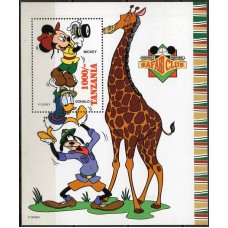 TANB0235M-BLOCO SAFARI CLUB DE MICKEY NA ÁFRICA - TANZÂNIA - 1994 - MINT