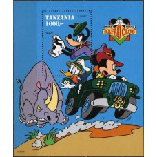 TANB236M-BLOCO SAFARI CLUB DE MICKEY NA ÁFRICA - TANZÂNIA - 1994 - MINT