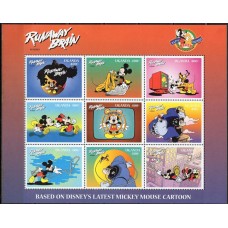 UGA1643MF-MINIFOLHA 70º ANIVERSÁRIO DO MICKEY - UGANDA - 1998 - MINT