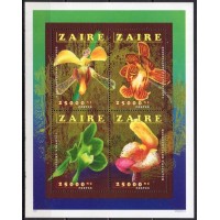 ZAI1439NF-MINIFOLHA ORQUÍDEAS - ZAIRE - 1996 - N