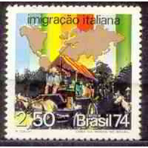 SB0843M-SELO FORMAÇÃO DA ETNIA BRASILEIRA - CORRENTES MIGRATÓRIAS, IMIGRAÇÃO ITALIANA - 1974 - MINT